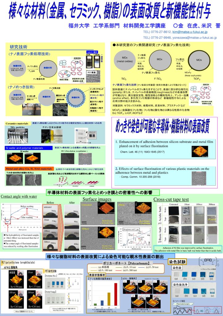 様々な材料 (金属, セラミックス, 樹脂) の表面改質と新機能付与