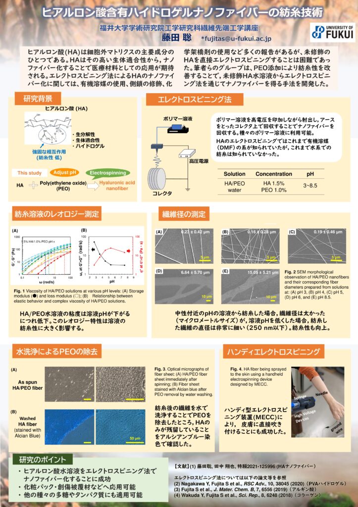ヒアルロン酸含有ハイドロゲルナノファイバーの紡糸技術（化粧品開発2023）